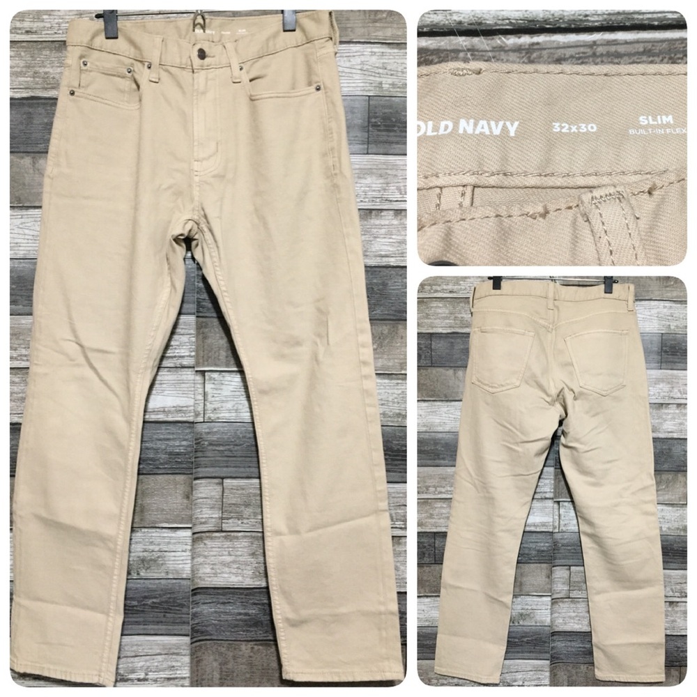 Old Navy Slim Jeans Men’s 32x30 Cream Tan Built In Flex Denim